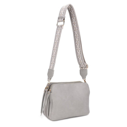 MiMi Wholesale - EJ60197 Mila 3 Compartment Crossbody Bag With Guitar Strap