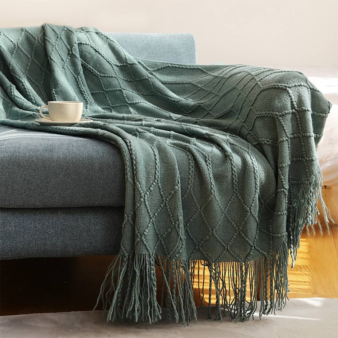 Fennco Styles - Rhombus Diamond Knit 50x60 Inch Throw Blanket