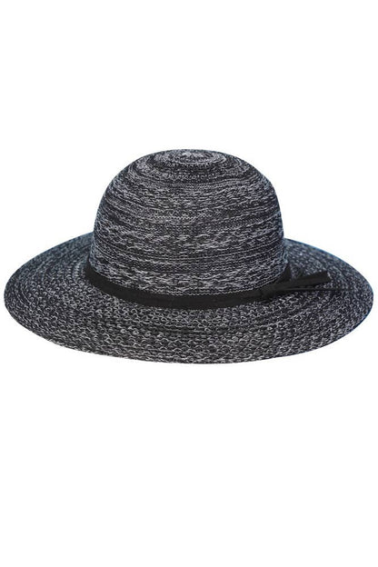 Hana - Suede Band Mixed Braid Packable Sun Hat