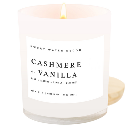 Sweet Water Decor - Cashmere and Vanilla 11 oz Soy Candle - Home Decor & Gifts