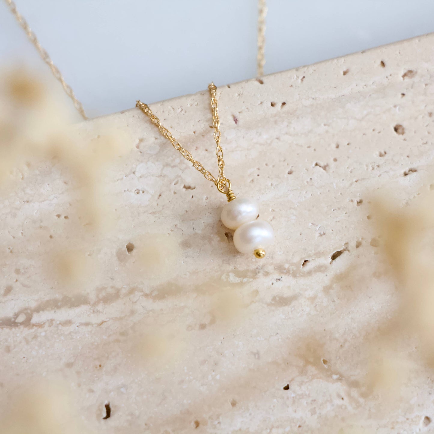 Mesa Blue - Mini Pearl Drop Necklace - Gold Filled