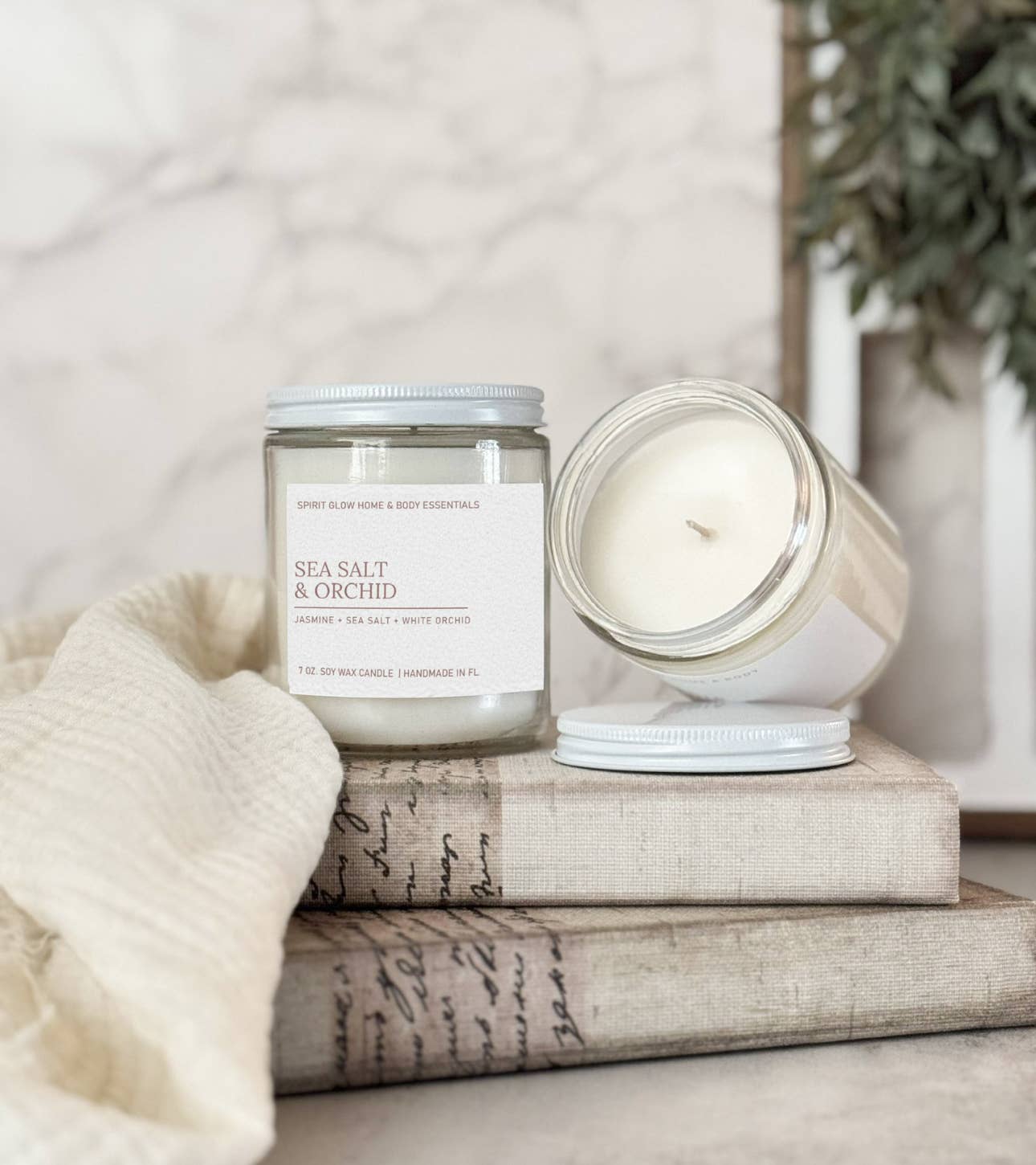 Spirit Glow Home & Body Essentials - Sea Salt & Orchid - 7oz. Soy Wax  Candle