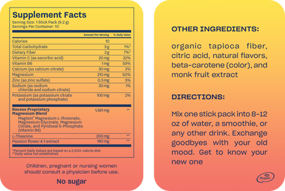 Recess - Lemon Citrus Mood Powder 10C Stick Packs