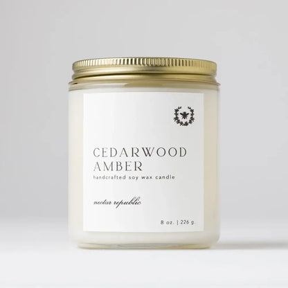NP103 Nectar Republic - Cedarwood Amber Jar Soy Candle | fall masculine cozy woodsy