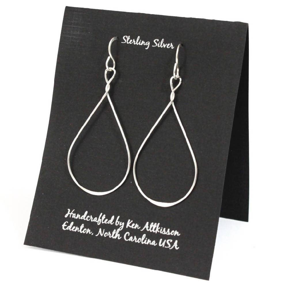 ER395 Ken’s handcrafted jewelry - Sterling Silver Twist/Medium Tear Drop