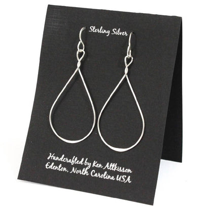 ER395 Ken’s handcrafted jewelry - Sterling Silver Twist/Medium Tear Drop