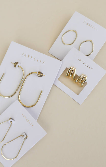 JaxKelly - Gold Three Hoop Huggie - Earring