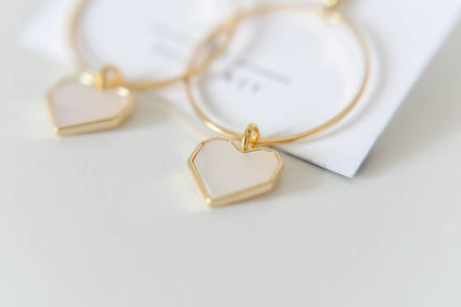 Bella Rey jewelry - Jenni pearl heart 18k gold plated earrings | hypoallergenic