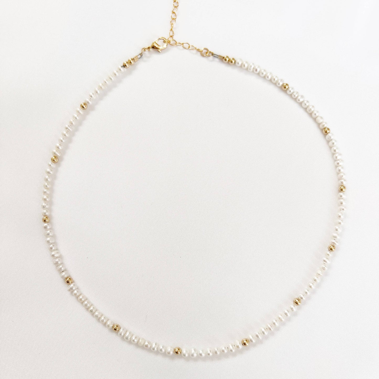True by Kristy Jewelry - Dainty Freshwater Pearl Choker Necklace Gold Filled