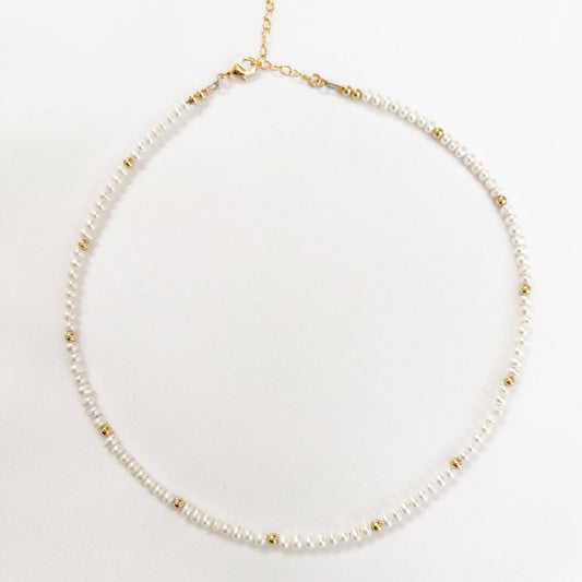 True by Kristy Jewelry - Dainty Freshwater Pearl Choker Necklace Gold Filled