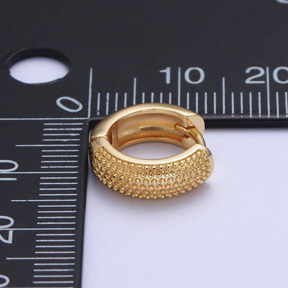 Aim Eternal - 24K Gold Filled 14mm Textured Beaded Huggie Hoop Earrings T-