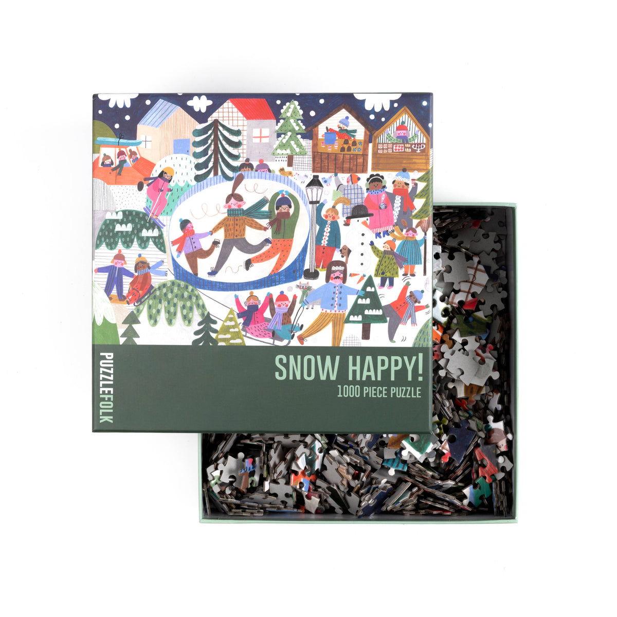 Puzzlefolk - Snow Happy 1,000 Piece Winter Holiday Puzzle