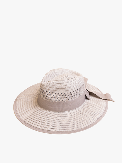 Jen & Co. - HAT2494 Diane Straw Fedora w/ Ribbon & Contrast Trim