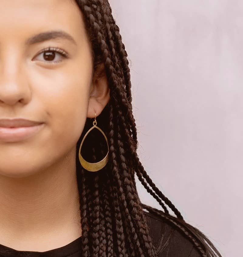 Mind's Eye Design - Hammered Brass Teardrop Earrings