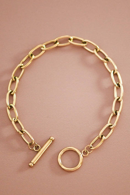 MA209 Mia Accessories - 18K Gold Plated Paperclip Chain Stainless Steel Bracelet - 7365
