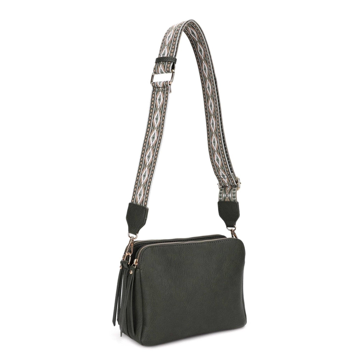 MiMi Wholesale - EJ60197 Mila 3 Compartment Crossbody Bag With Guitar Strap