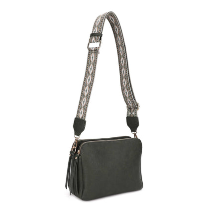 MiMi Wholesale - EJ60197 Mila 3 Compartment Crossbody Bag With Guitar Strap