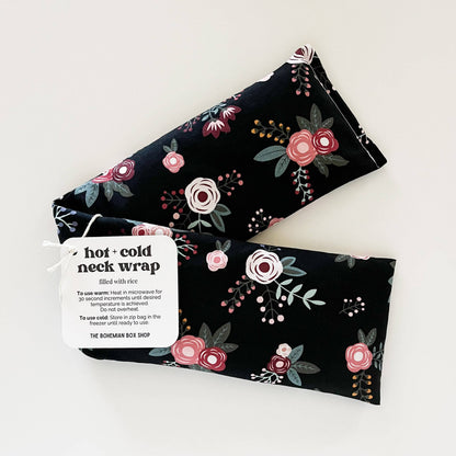 The Bohemian Box Shop - Hot & Cold Therapy Neck Wrap - Sweet Floral On Black