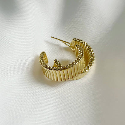True by Kristy Jewelry - Rio Textured Hoops Earrings Gold Filled