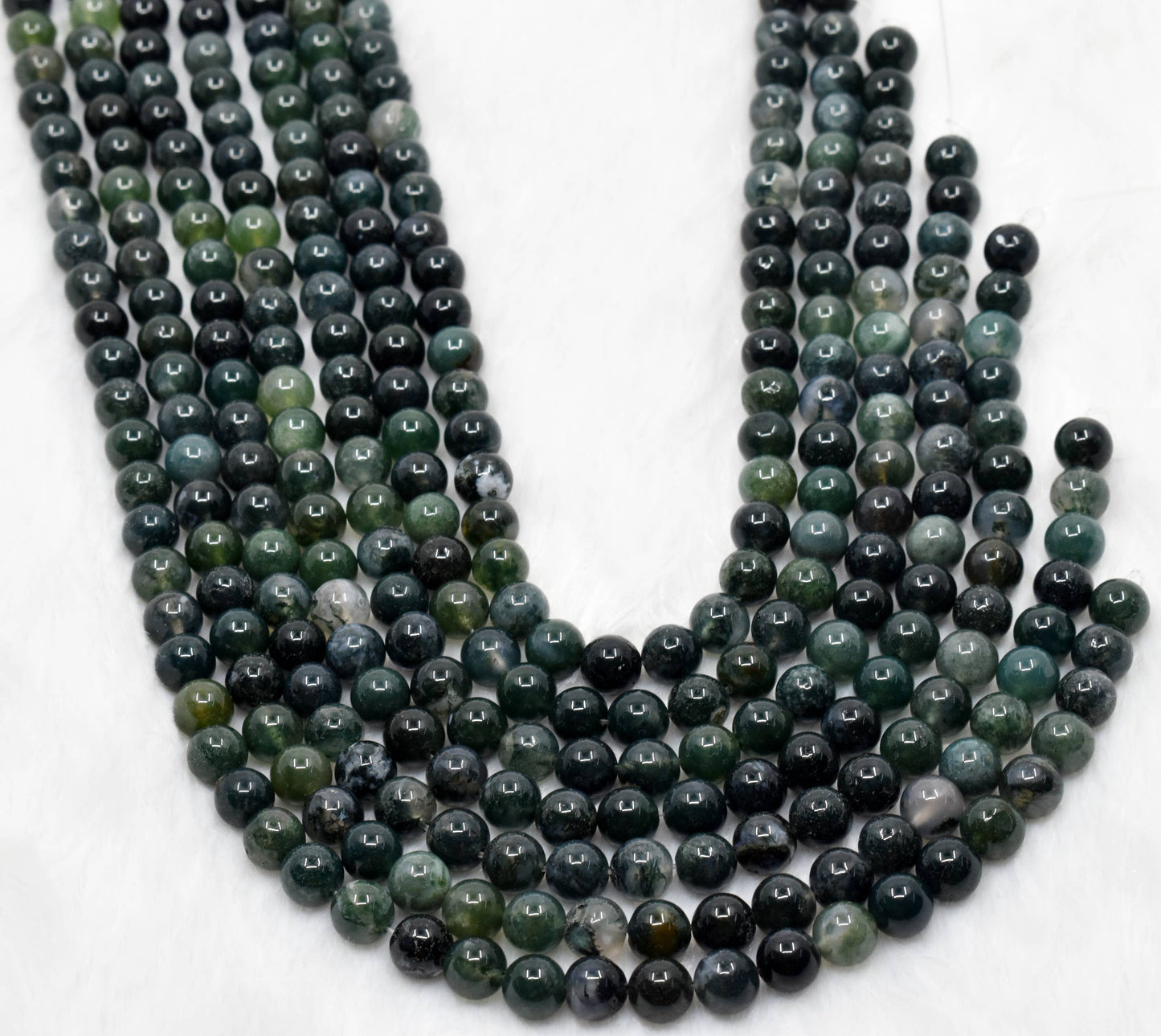 Soothing Crystals - Moss Agate Round Beads 4mm, 6mm, 8mm, 10mm,12mm Mala Beads