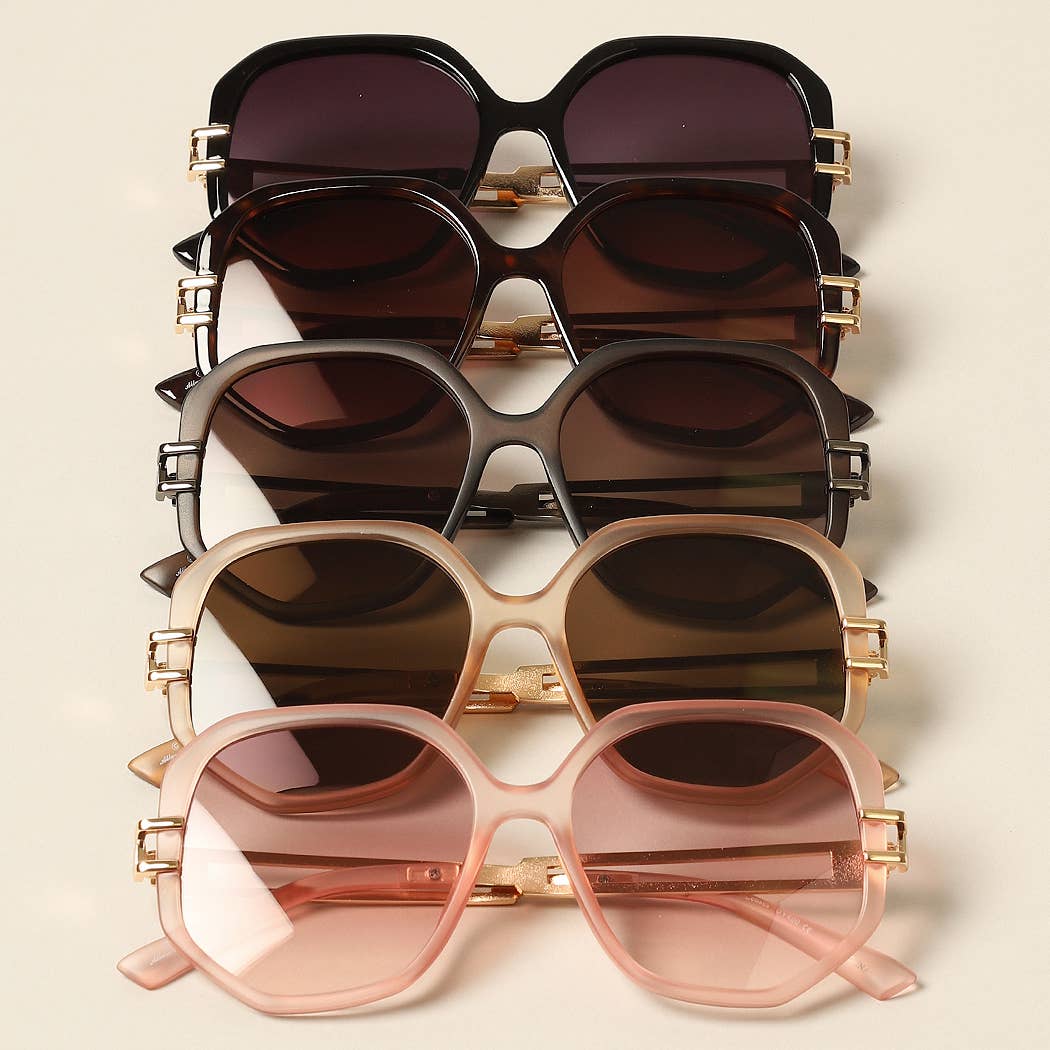 Fashion City - Women's Unique Temples Geometric Sunglasses