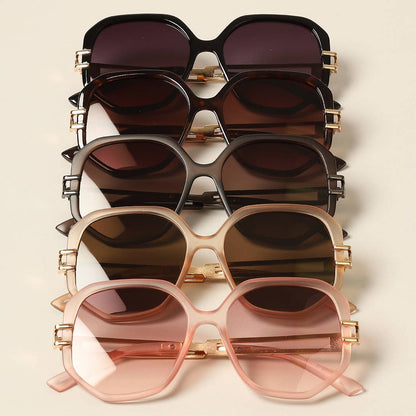Fashion City - Women's Unique Temples Geometric Sunglasses