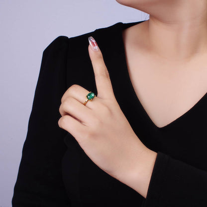 Aim Eternal - 14K Gold Filled Malachite Gemstone Oval Solitaire Ring