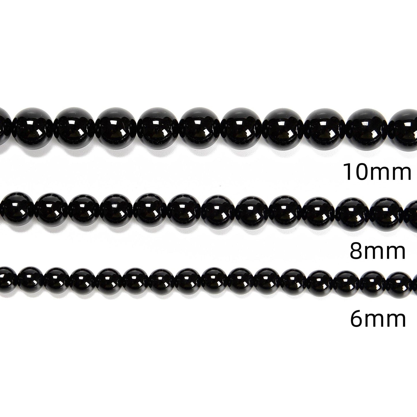 CRCBEADS - Black Onyx Smooth Round Beads 4mm 6mm 8mm 10mm 12mm 14-20mm 15.5" Strand