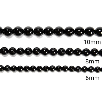 CRCBEADS - Black Onyx Smooth Round Beads 4mm 6mm 8mm 10mm 12mm 14-20mm 15.5" Strand