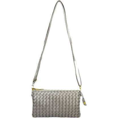MiMi Wholesale - 7050 Kathy Woven Three Compartment Clutch/Crossbody Bag