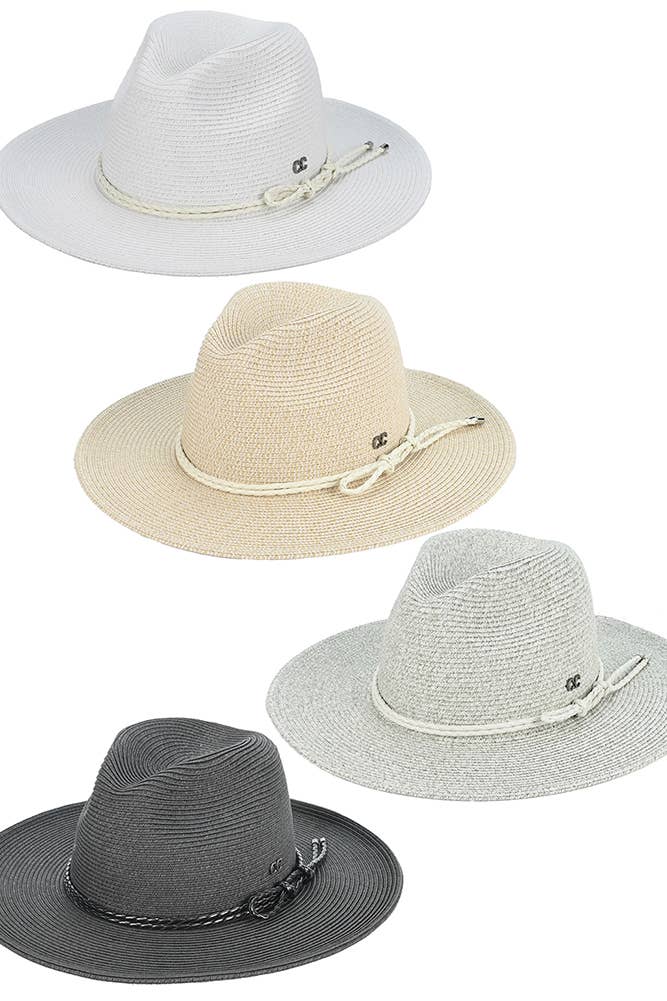 Hana - C.C Leather String Rope Band Paper Panama Hat