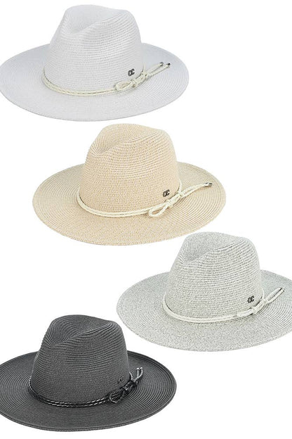 Hana - C.C Leather String Rope Band Paper Panama Hat