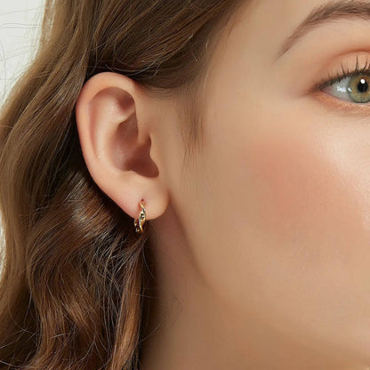 Melange Blanc - Ariel twisted huggie hoop earrings, twist hoop earrings