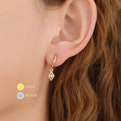 Melange Blanc - E181 dangle hoop earring, dangle earring, gold dangle