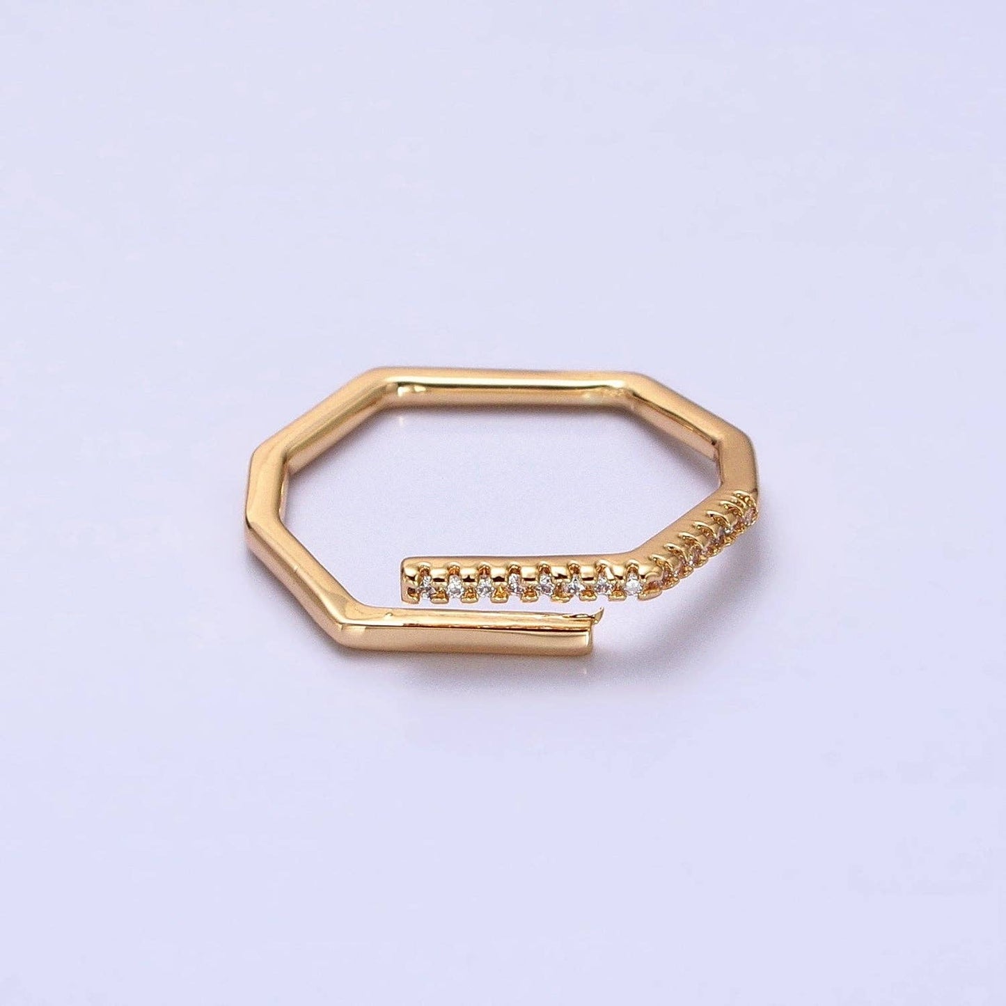 Aim Eternal - Thin Hexagon Ring Modern Minimalist Geometric Ring Honeycomb stackable ring in Gold Silver with Micro Pave Cz Stone Y617 Y618