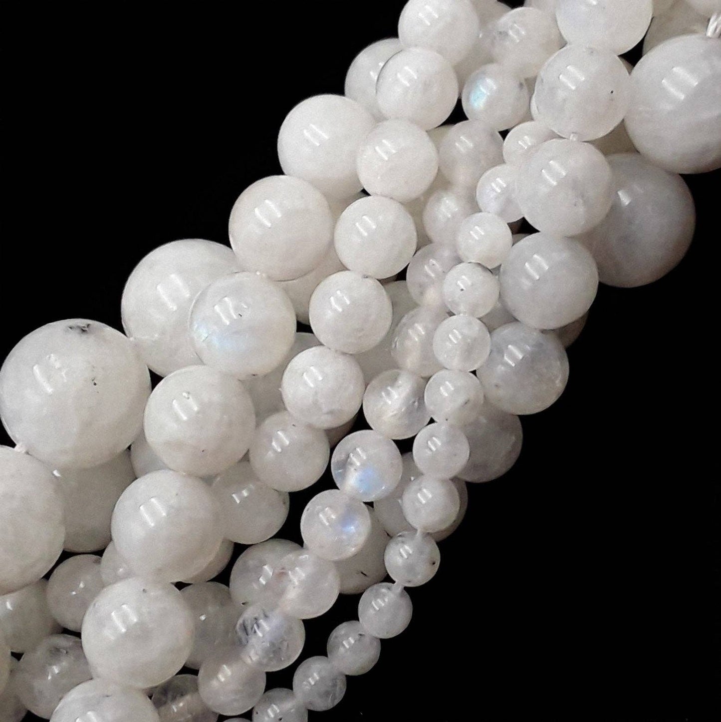 CRCBEADS - White Rainbow Moonstone Smooth Round Beads 3mm 4mm 5mm 6mm 8mm 10mm 12mm 15.5" Strand