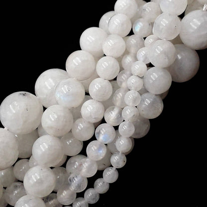 CRCBEADS - White Rainbow Moonstone Smooth Round Beads 3mm 4mm 5mm 6mm 8mm 10mm 12mm 15.5" Strand