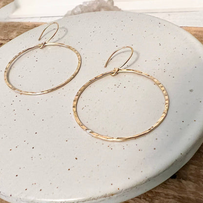 Sela+Sage - Hammered Open Circle Earrings, Large
