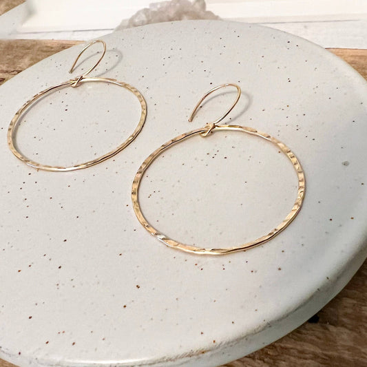 Sela+Sage - Hammered Open Circle Earrings, Large