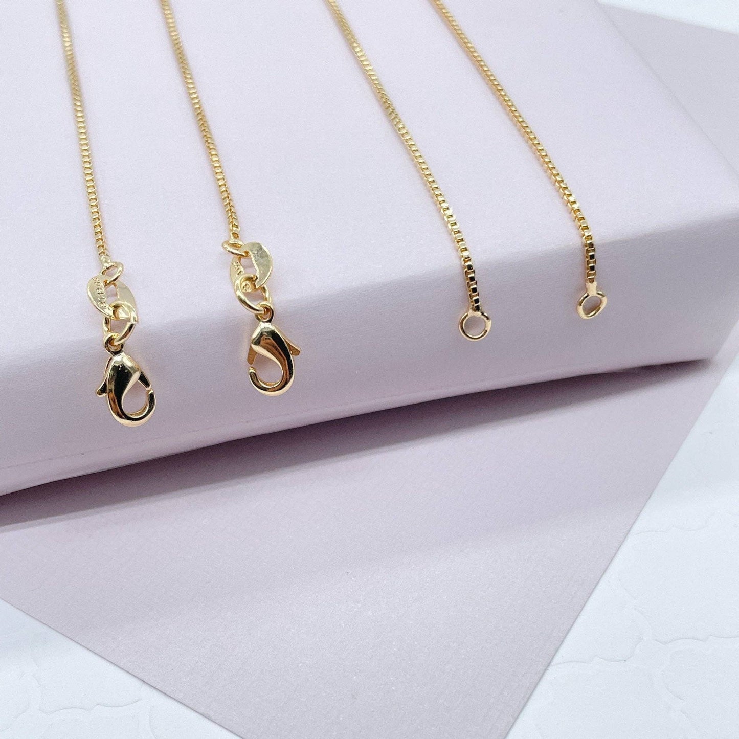 Milie Jewels - 18k Gold Filled Box Chain 1mm Necklace Dainty Jewelry