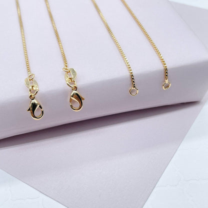Milie Jewels - 18k Gold Filled Box Chain 1mm Necklace Dainty Jewelry