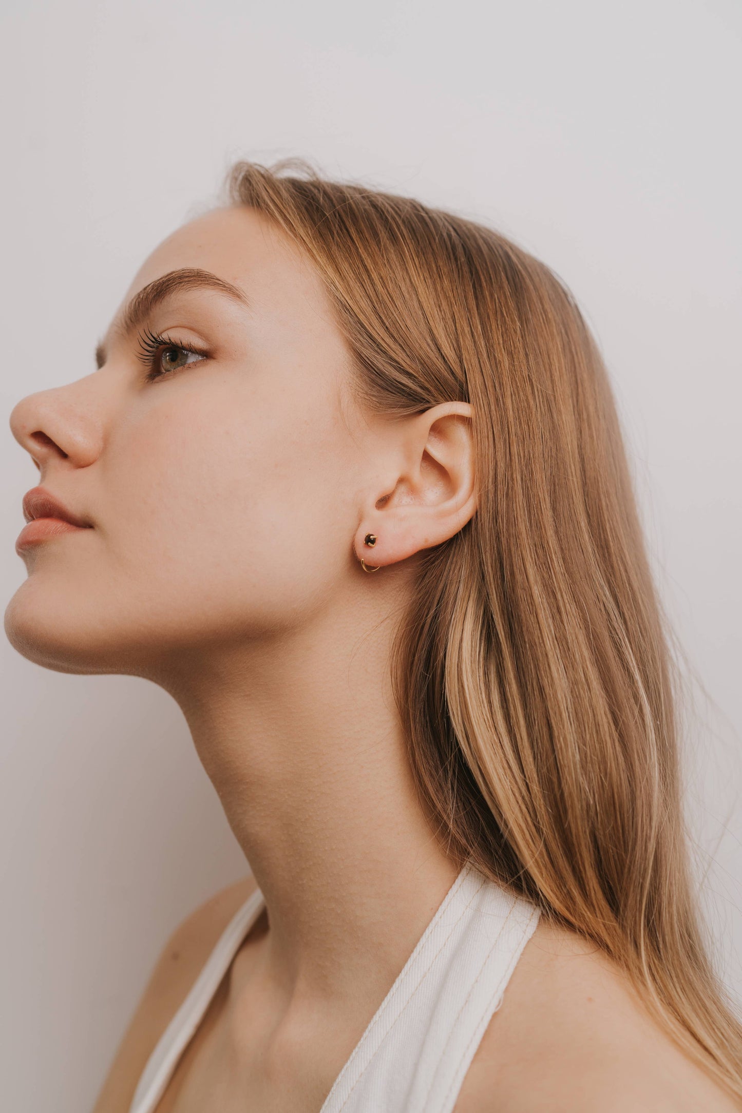 JaxKelly - Huggies - Obsidian - Gold Earrings