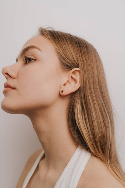 JaxKelly - Huggies - Obsidian - Gold Earrings