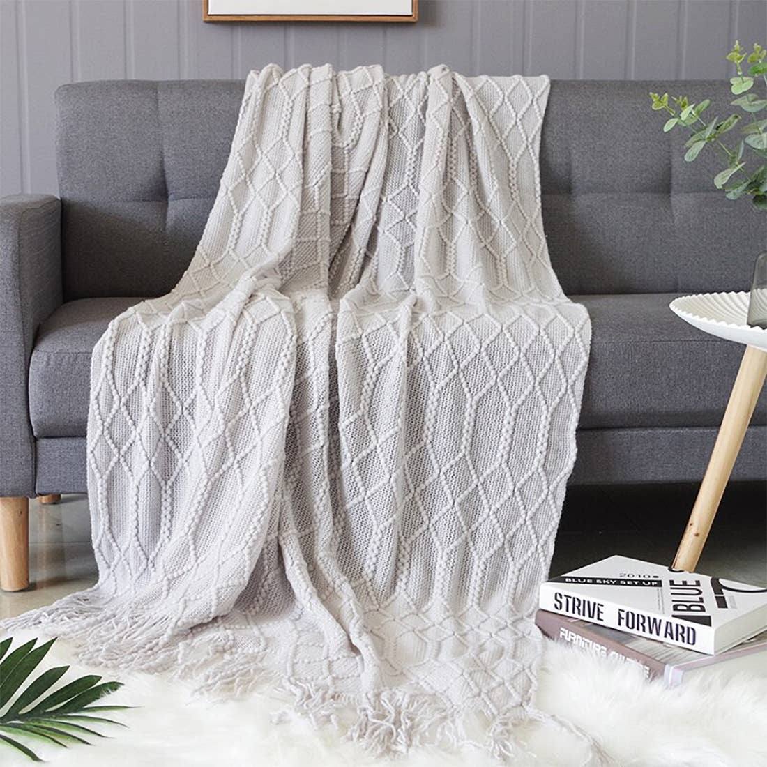 Fennco Styles - Rhombus Diamond Knit 50x60 Inch Throw Blanket