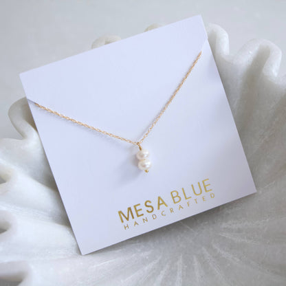 Mesa Blue - Mini Pearl Drop Necklace - Gold Filled