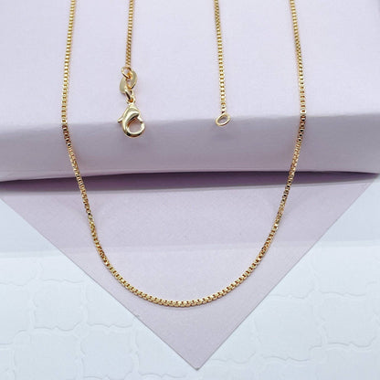 Milie Jewels - 18k Gold Filled Box Chain 1mm Necklace Dainty Jewelry