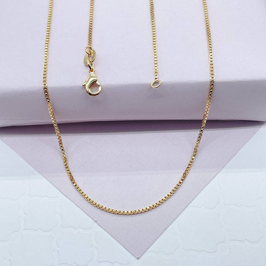 Milie Jewels - 18k Gold Filled Box Chain 1mm Necklace Dainty Jewelry