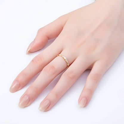 Aim Eternal - 16K Gold Filled Opal Micro Paved CZ Bamboo Adjustable Ring | Rings-00140
