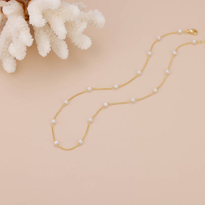 Melange Blanc - N009 Pearl Choker necklace, choker pearl necklace, pearl