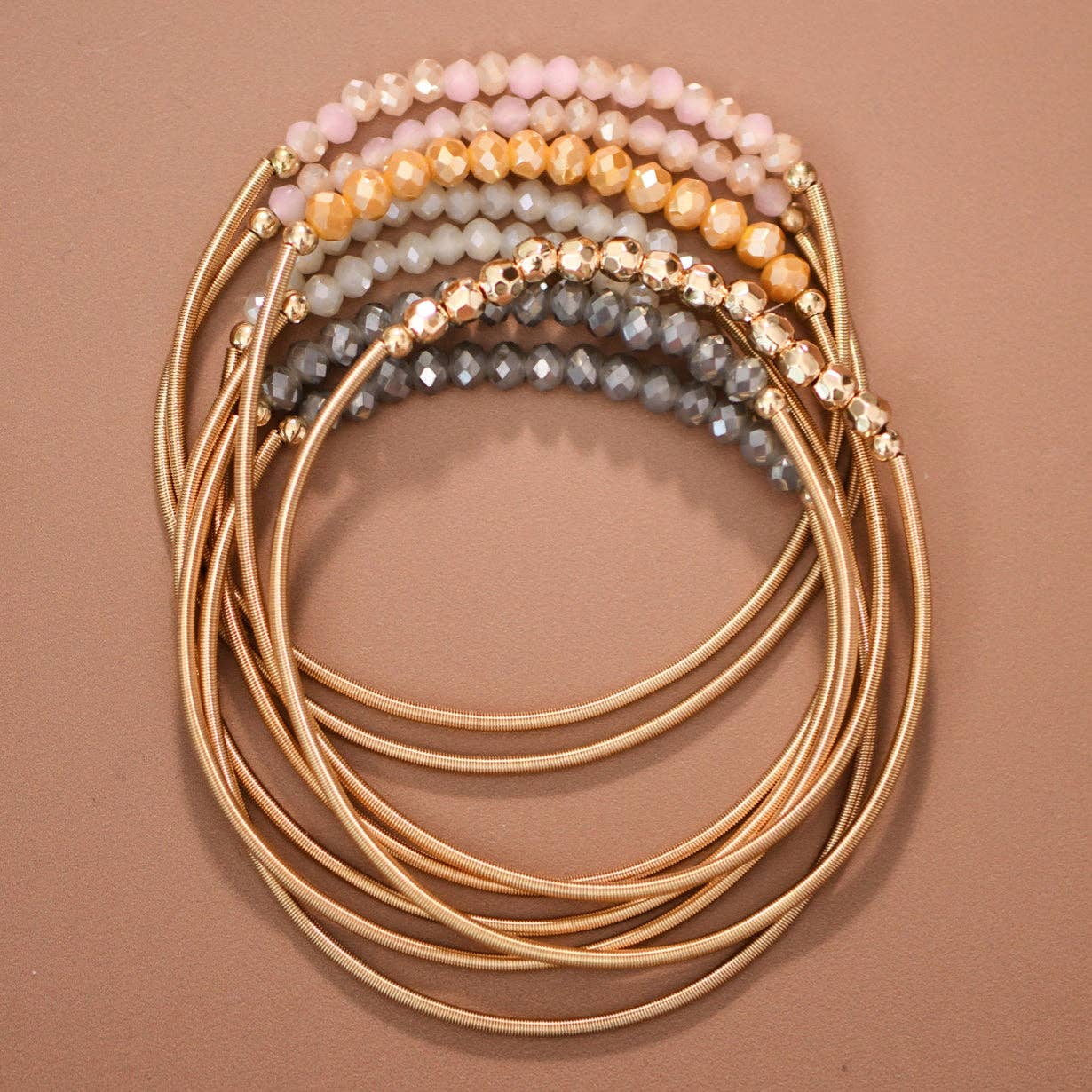 MA101 Mia Accessories - Boho Layered Spring Coil Guitar String Bracelet Set - 8096